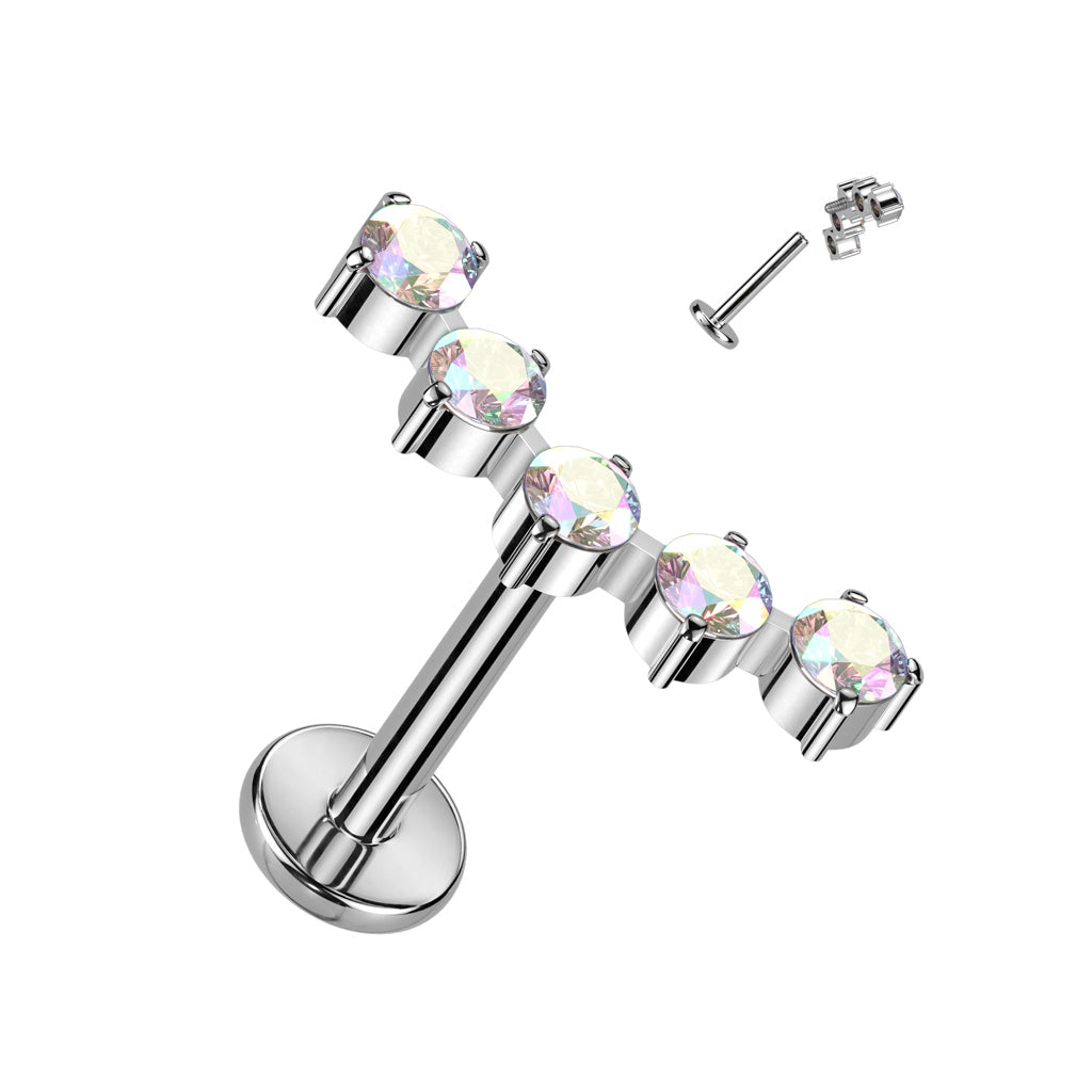 Implant Grade Titanium Internally Threaded With 5 Round CZ Curved Top